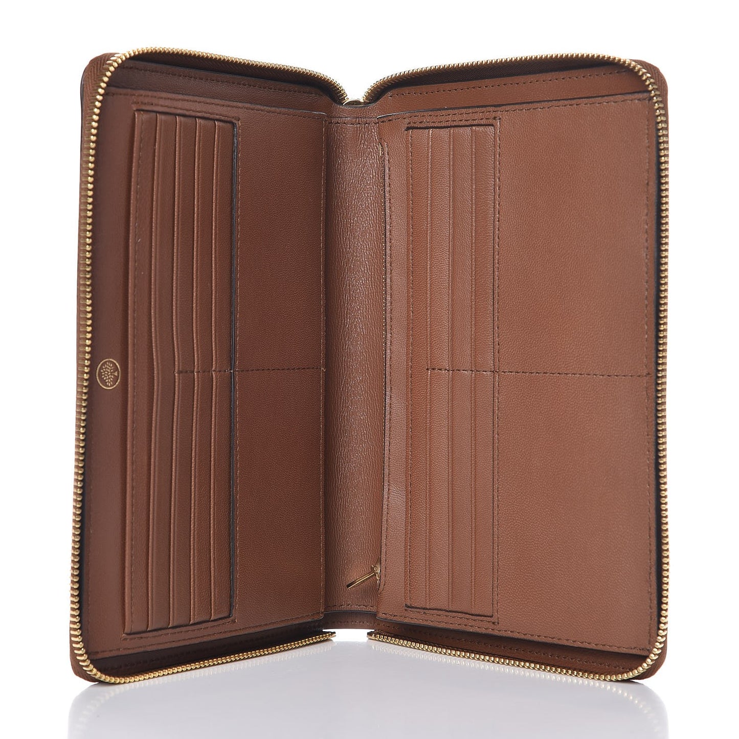 Natural Grain Leather Large Organizer Wallet Oak