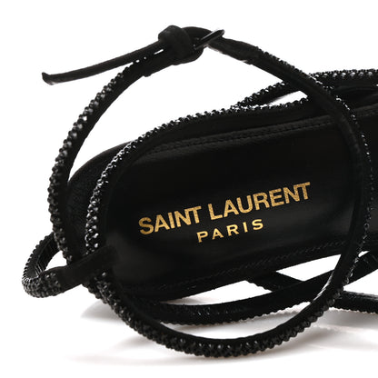 Saint Laurent Suede Calfskin Crystal Embellished Nadja Sandals 37.5 Black 8 of 9