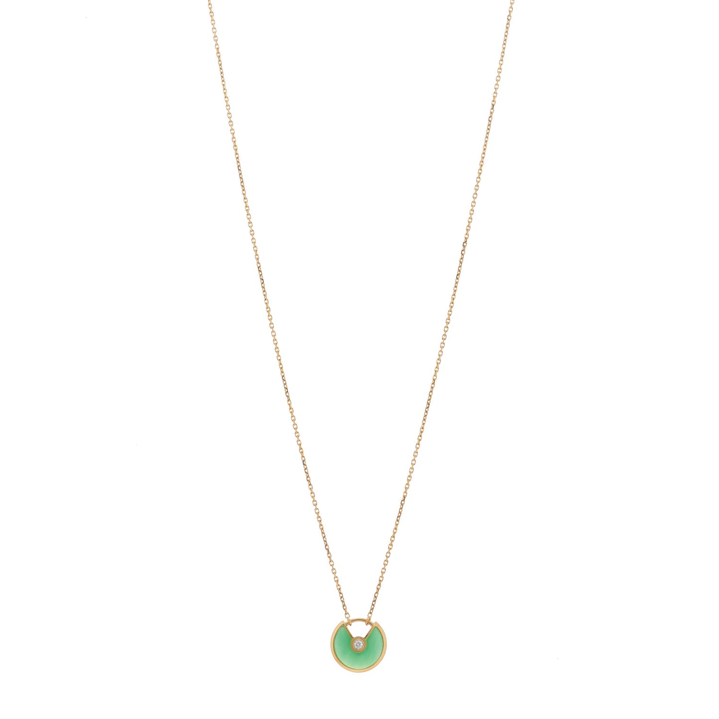 18K Yellow Gold Diamond Chrysoprase XS Amulette de Cartier Pendant Necklace
