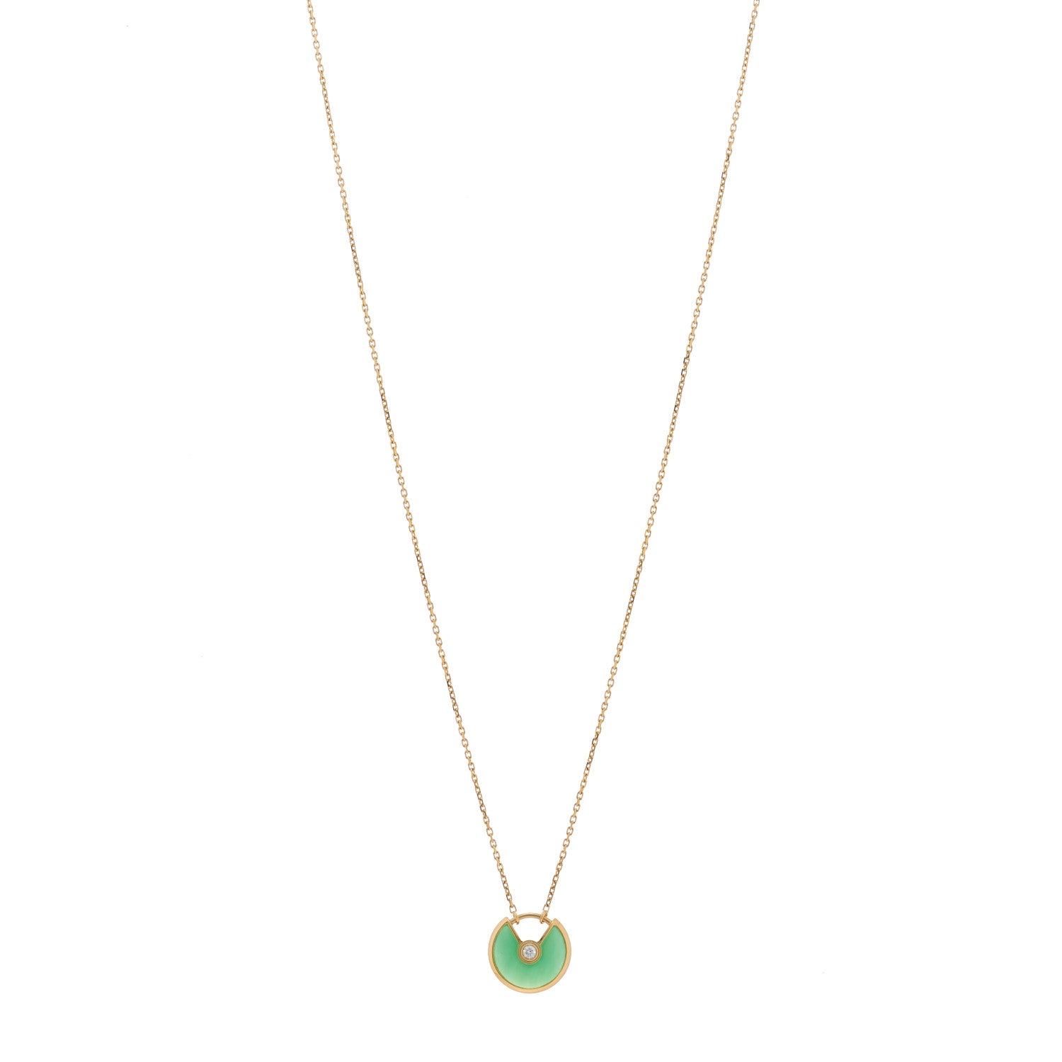 Cartier 18K Yellow Gold Diamond Chrysoprase XS Amulette de Cartier Pendant Necklace 1 of 6