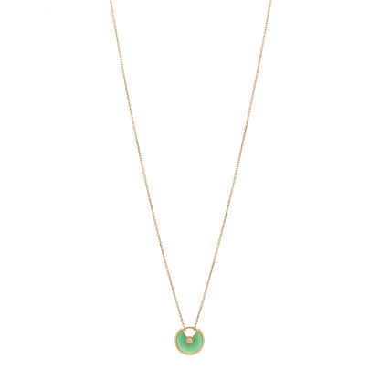 Cartier 18K Yellow Gold Diamond Chrysoprase XS Amulette de Cartier Pendant Necklace 1 of 6