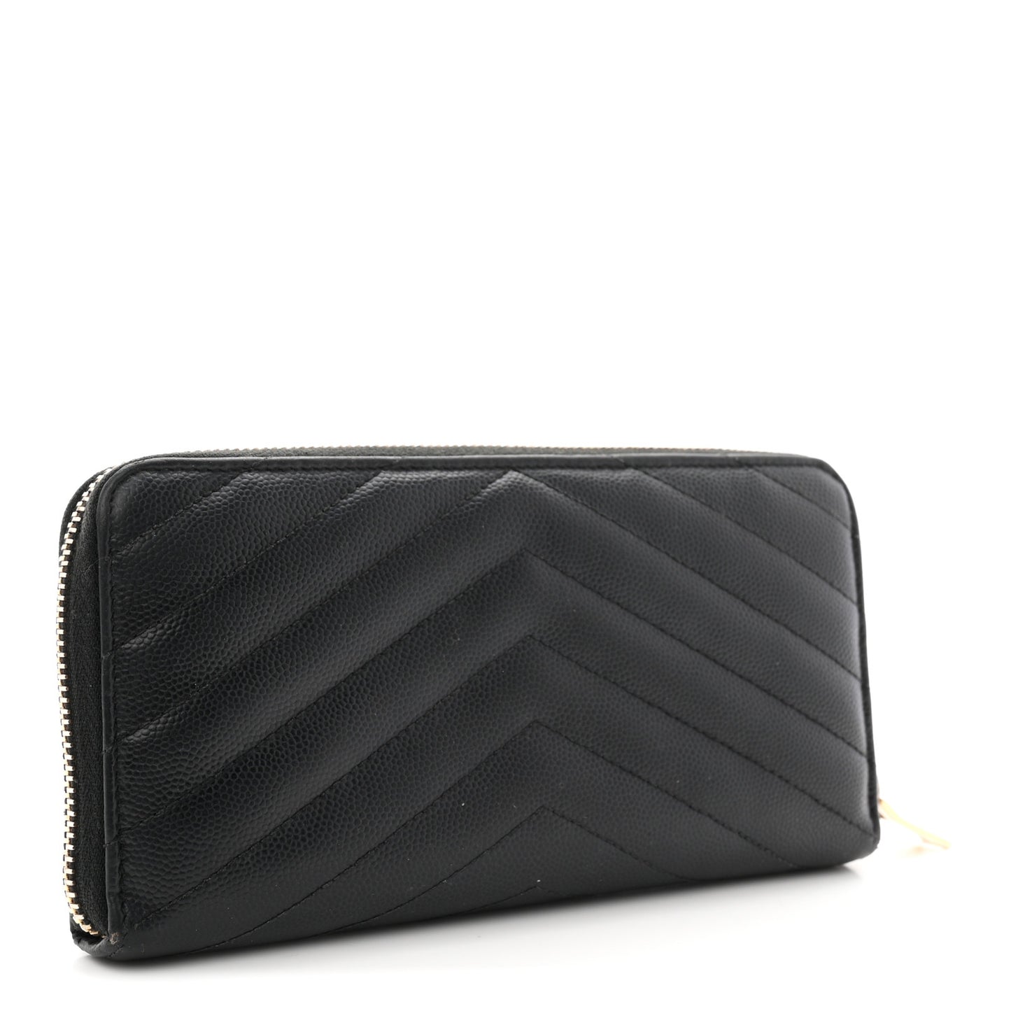 Grain De Poudre Matelasse Chevron Monogram Zip Around Wallet Black