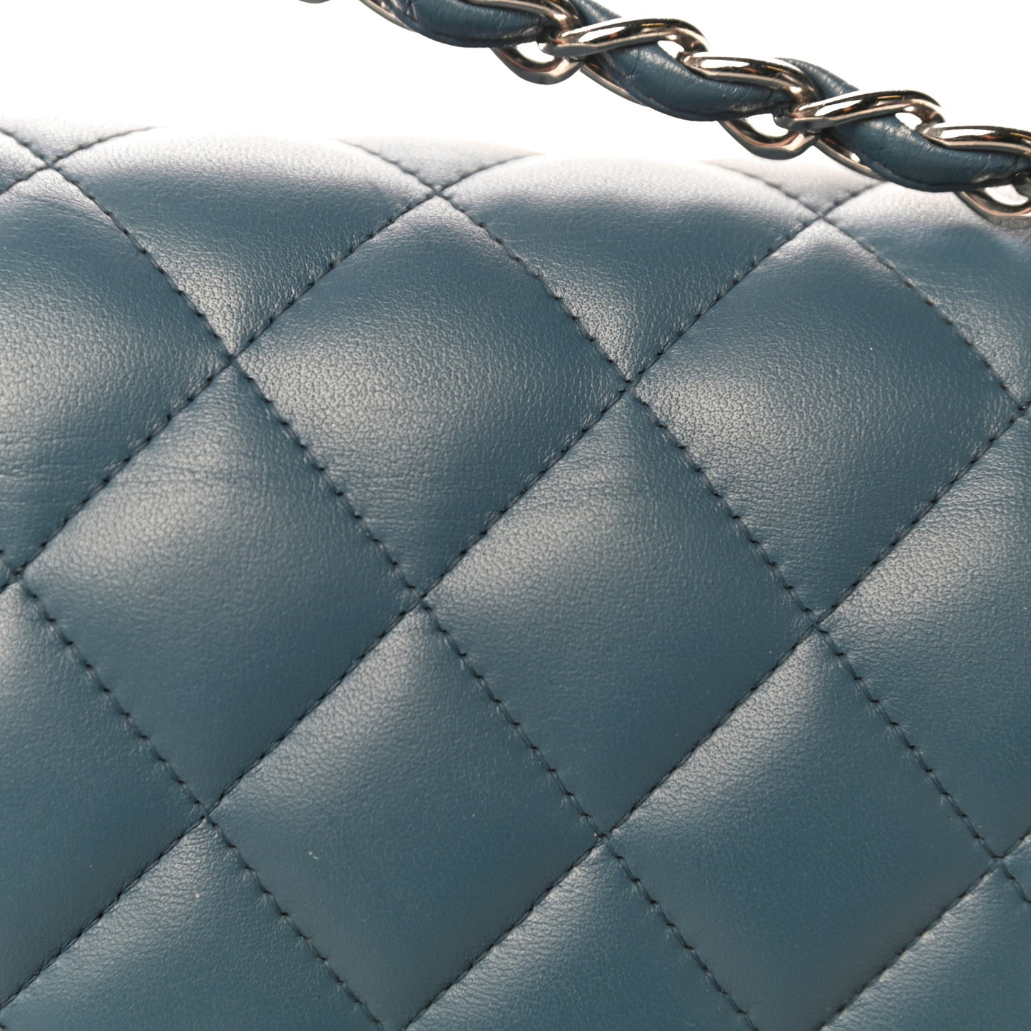 Lambskin Quilted Jumbo Double Flap Blue