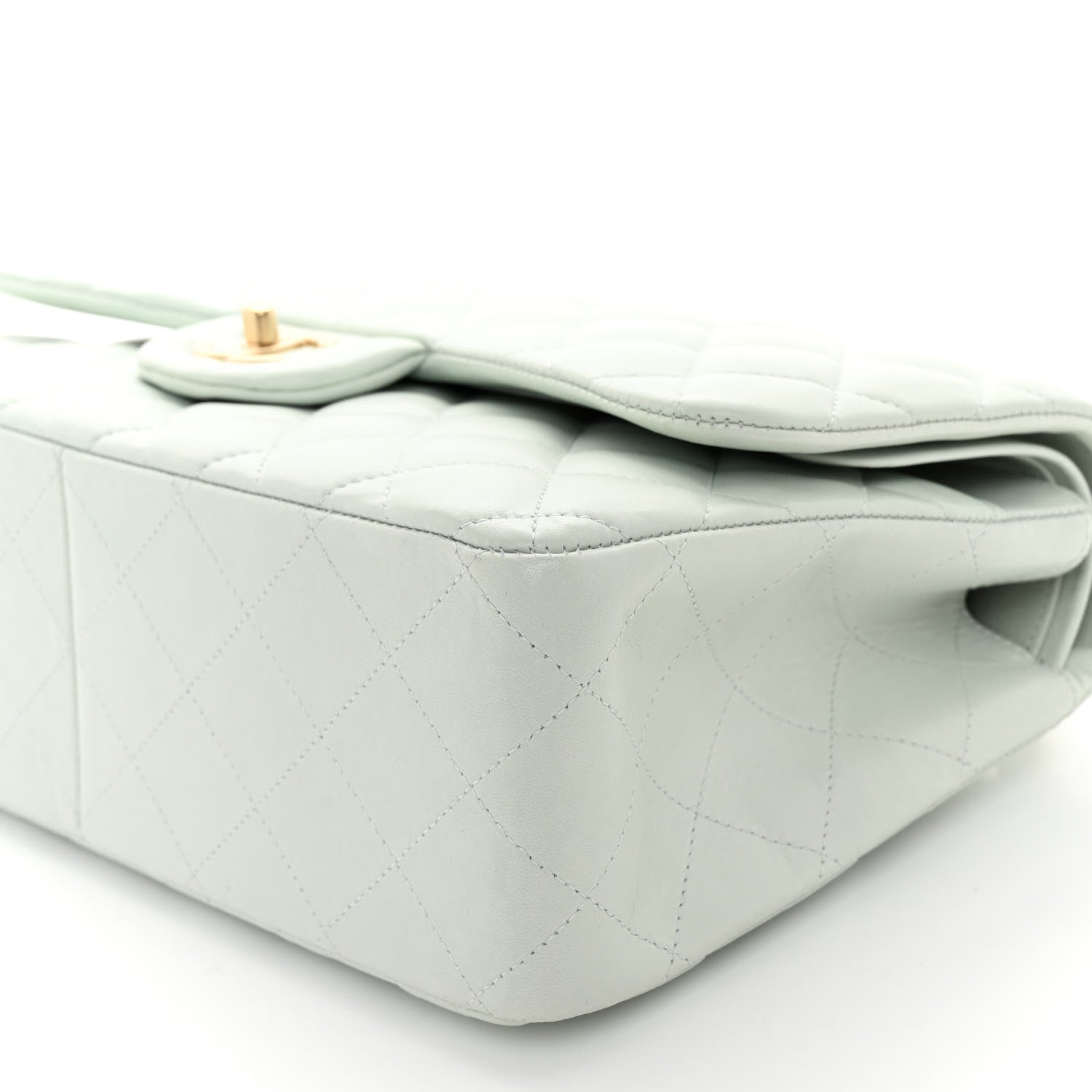 Chanel Lambskin Quilted Jumbo Double Flap Light Green 10 of 11