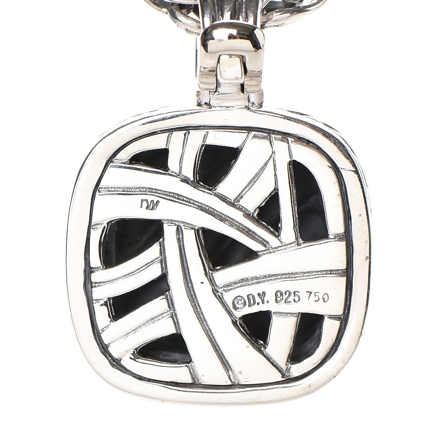 David Yurman Sterling Silver 18K Yellow Gold 21mm Carved Cable Albion Pendant Necklace 5 of 5