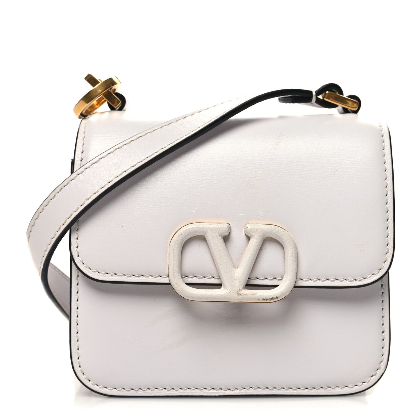 Smooth Calfskin Micro VSling Shoulder Bag White