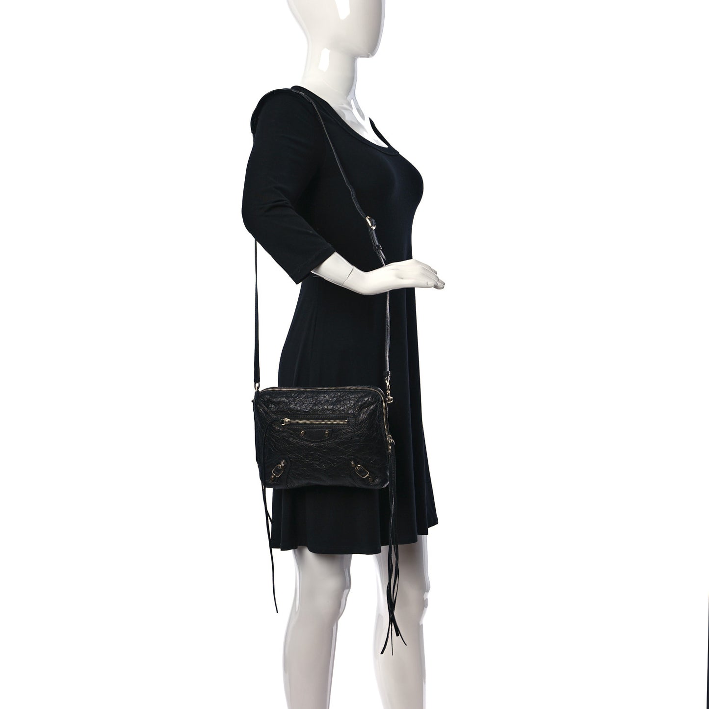 Agneau Classic SIlver Hardware XS Reporter Crossbody Black