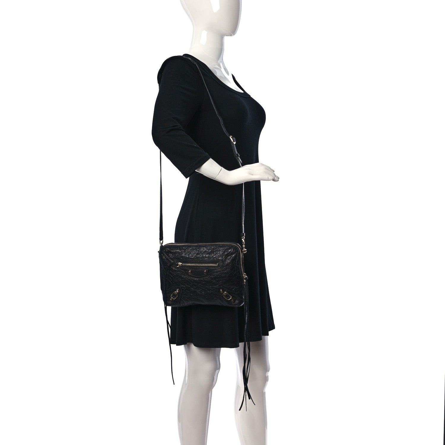 Balenciaga Agneau Classic SIlver Hardware XS Reporter Crossbody Black 2 of 12