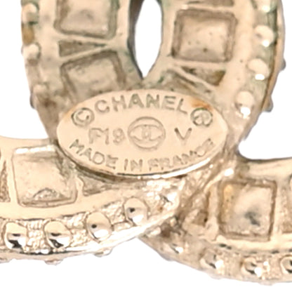 Chanel Crystal Timeless CC Earrings Light Gold 4 of 5