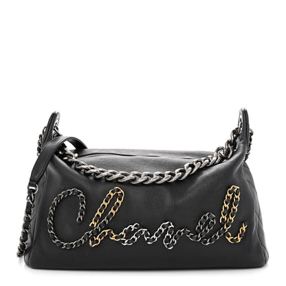 Chanel Calfskin Chain 20s Signature Hobo Black 1 of 12