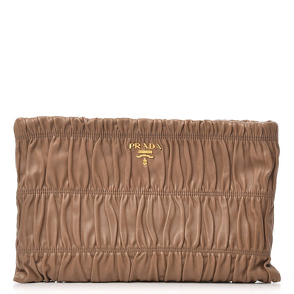 Prada Nappa Gaufre Clutch Visone 1 of 10