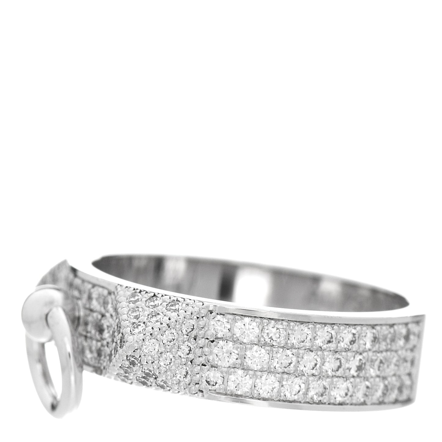 18K White Gold Diamond PM Collier De Chien Pave Ring 52 6