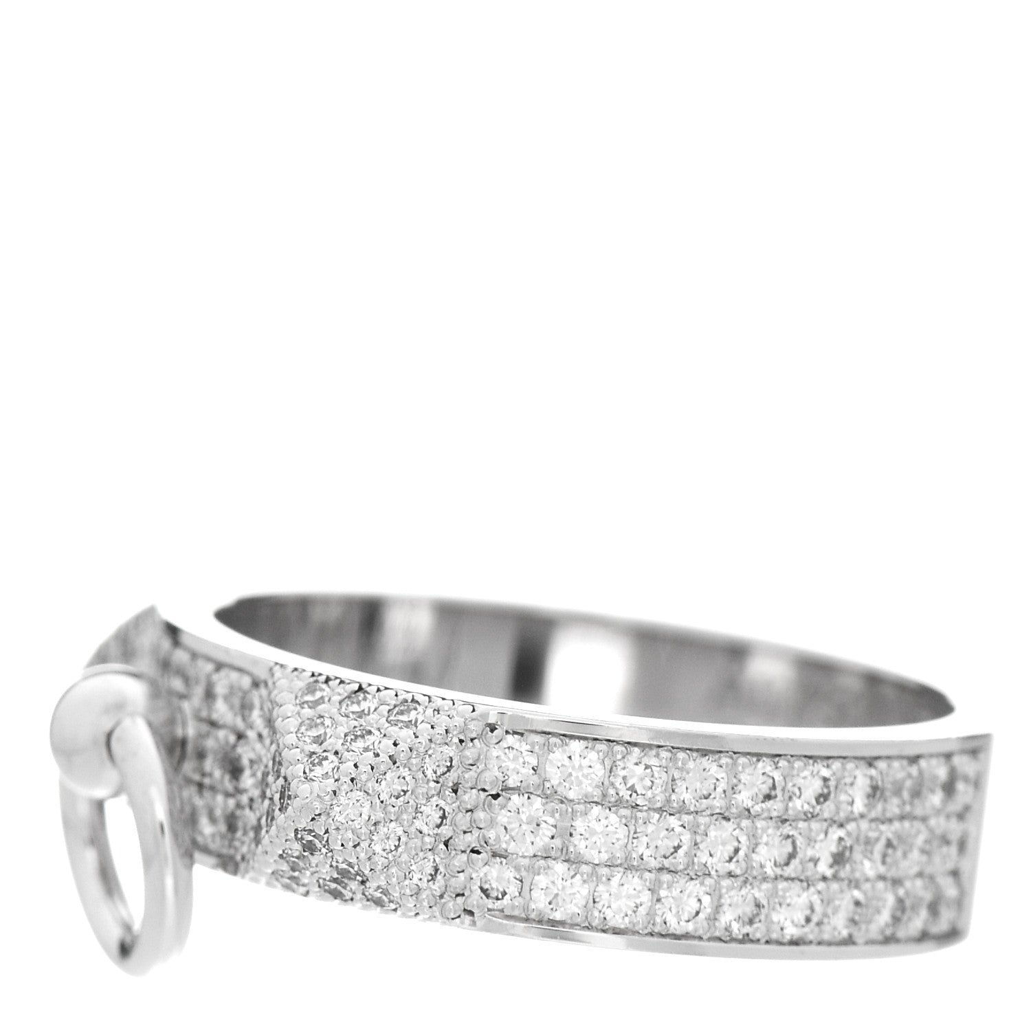 Hermes 18K White Gold Diamond PM Collier De Chien Pave Ring 52 6 2 of 5