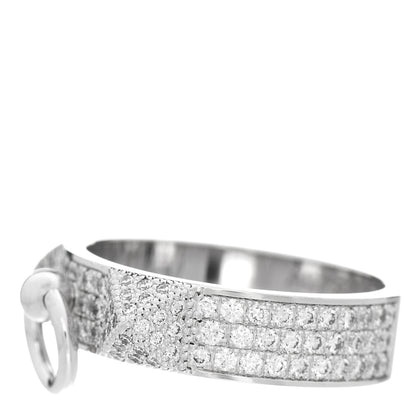 Hermes 18K White Gold Diamond PM Collier De Chien Pave Ring 52 6 2 of 5