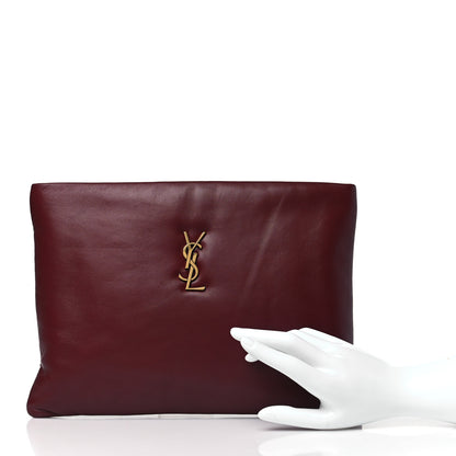Saint Laurent Lambskin Small Calypso Pouch Rouge Merlot 2 of 10