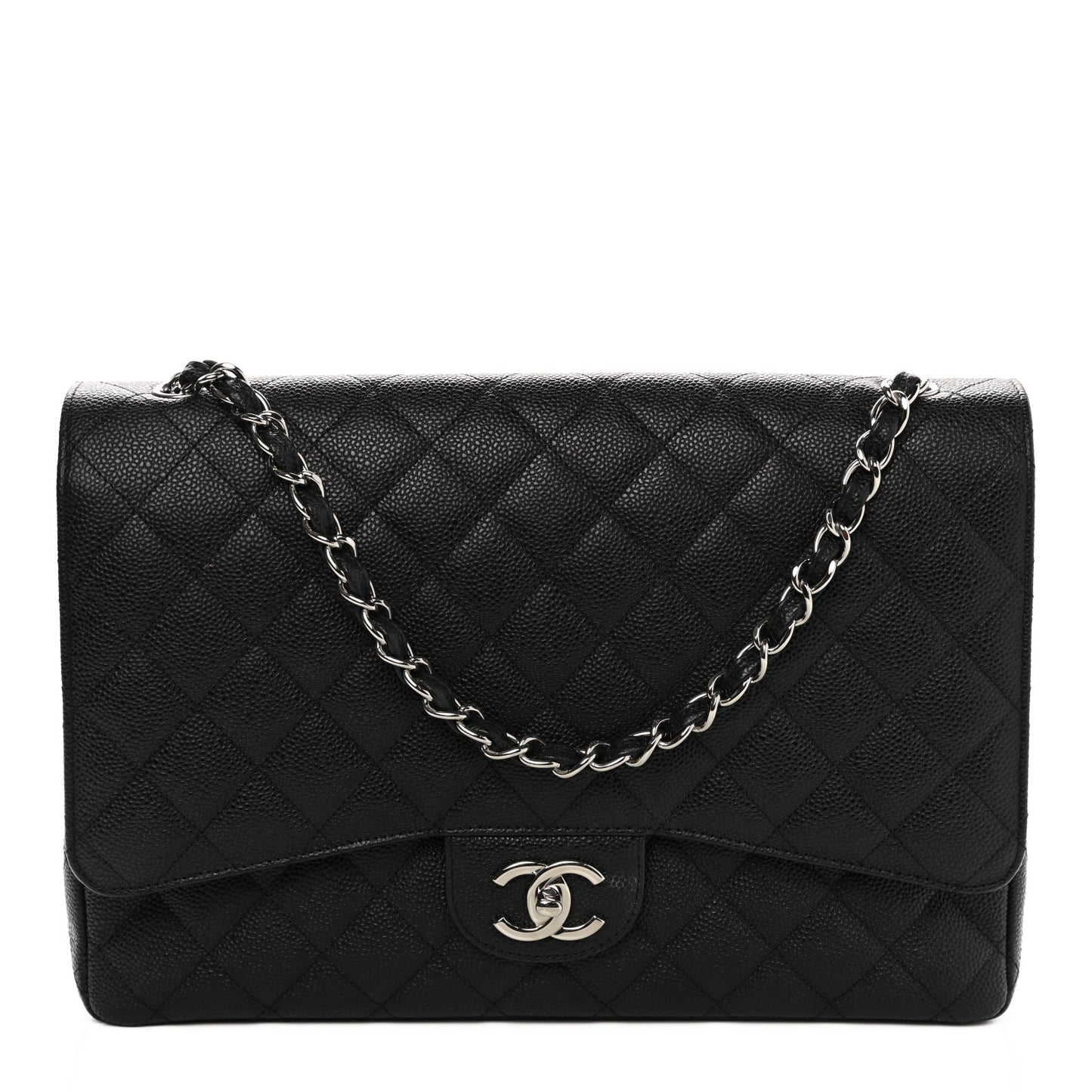 Caviar Quilted Maxi Double Flap Black