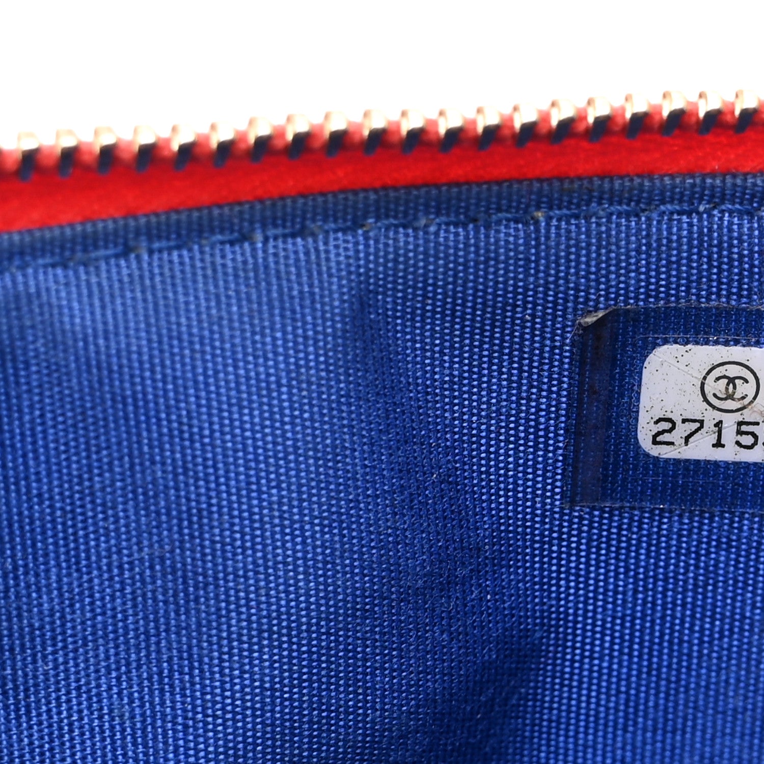 Chanel Caviar Quilted Filigree Zip Pouch Blue White Red 7 of 9