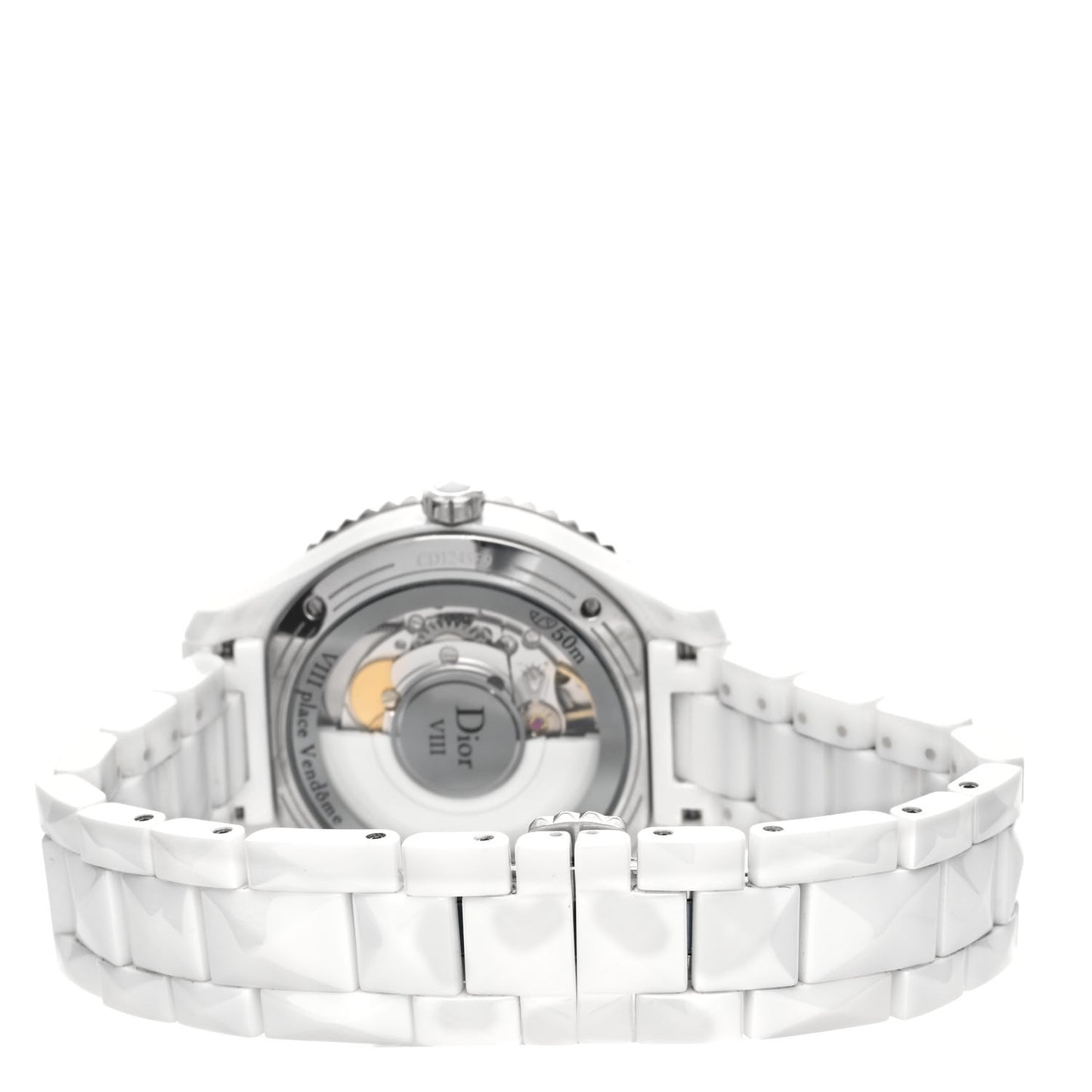 Stainless Steel Ceramic Diamond Bezel Mother of Pearl 38mm Dior VIII Automatic Watch White