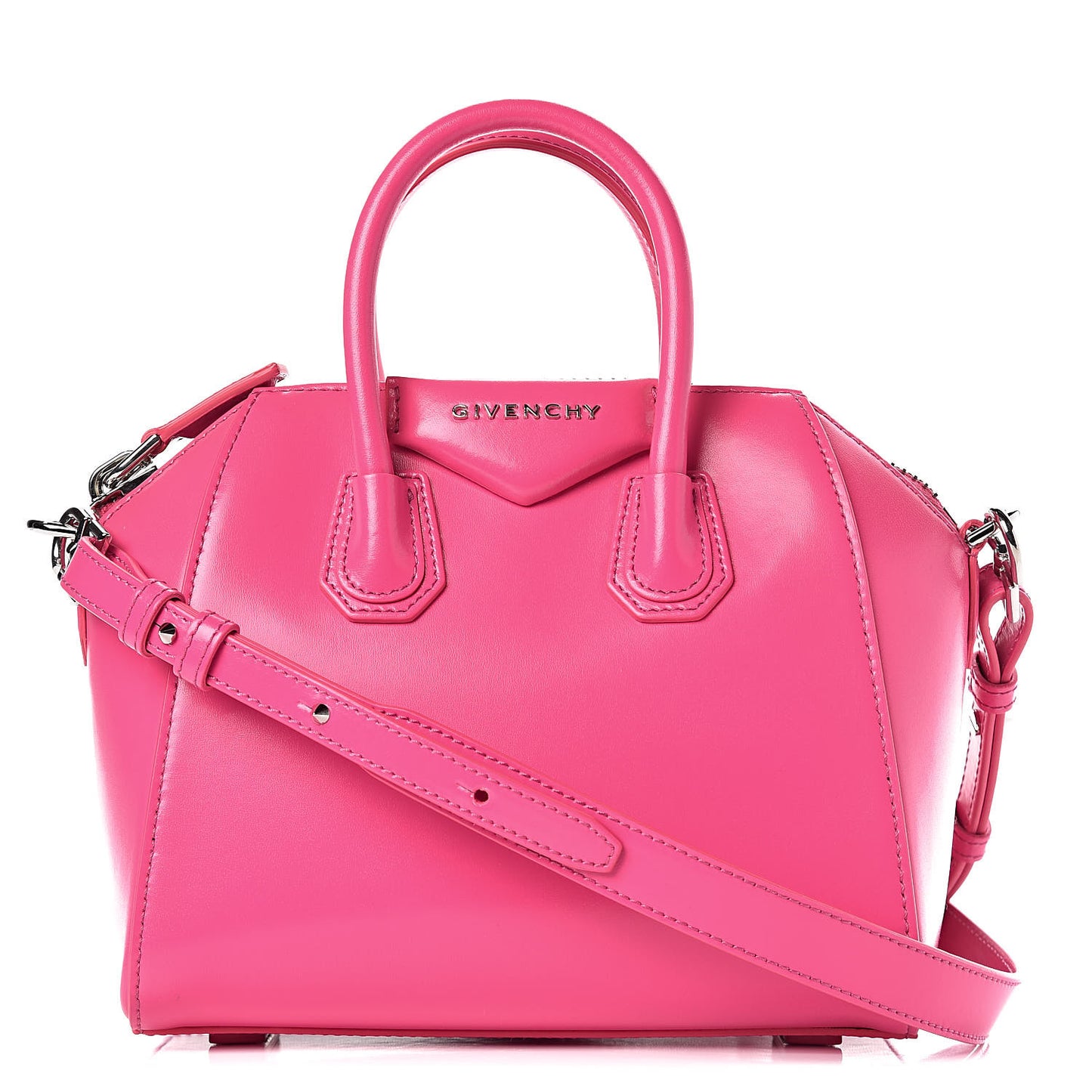Shiny Lord Calfskin Mini Antigona Shocking Pink