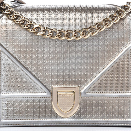 Christian Dior Metallic Patent Micro-Cannage Medium Diorama Flap Bag Silver 10 of 10