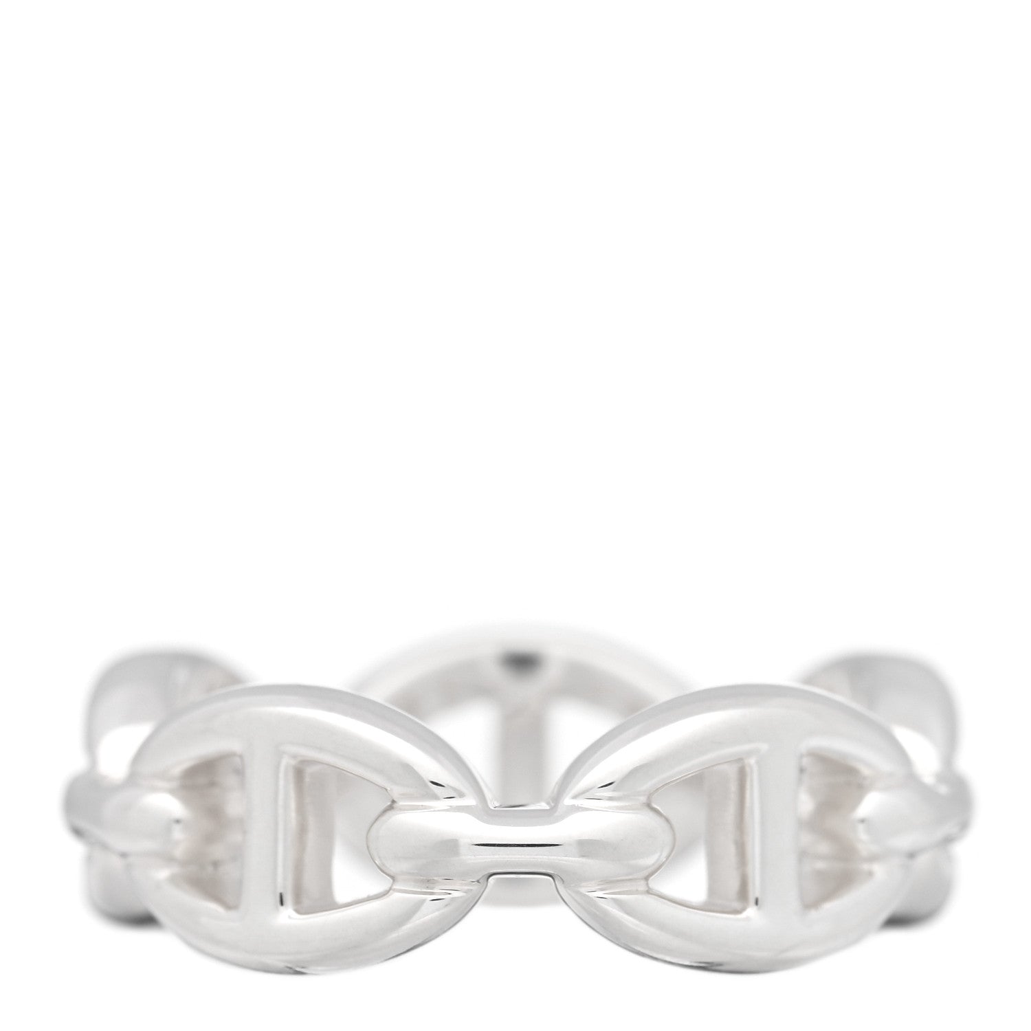 Hermes Sterling Silver PM Chaine d'Ancre Enchainee Band Ring 53 6.5 3 of 6
