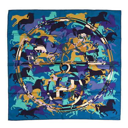Hermes Silk Ex Libris En Camouflage Scarf 90 Canard Turquoise Violet 1 of 5