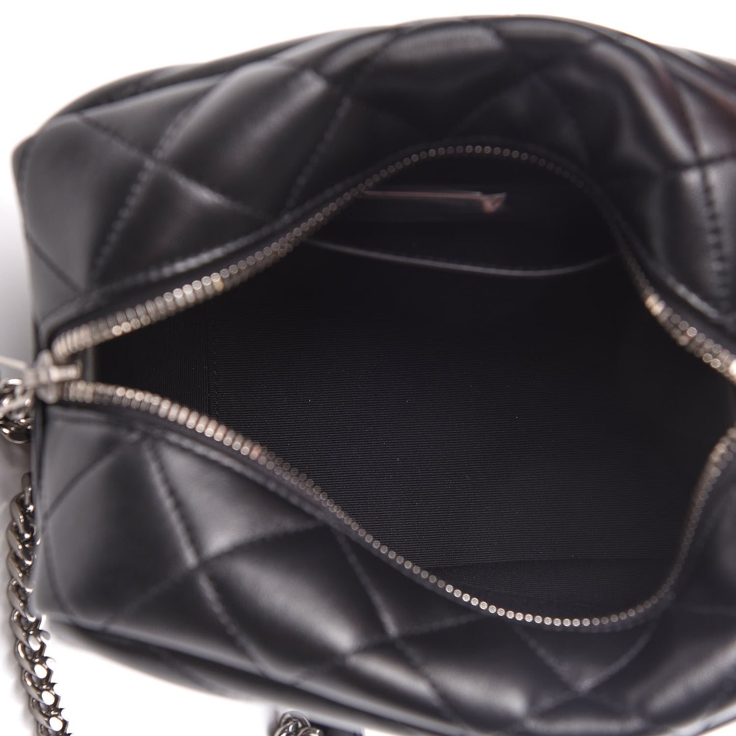 Calfskin Y Quilted Monogram Small Loulou Bowling Bag Black