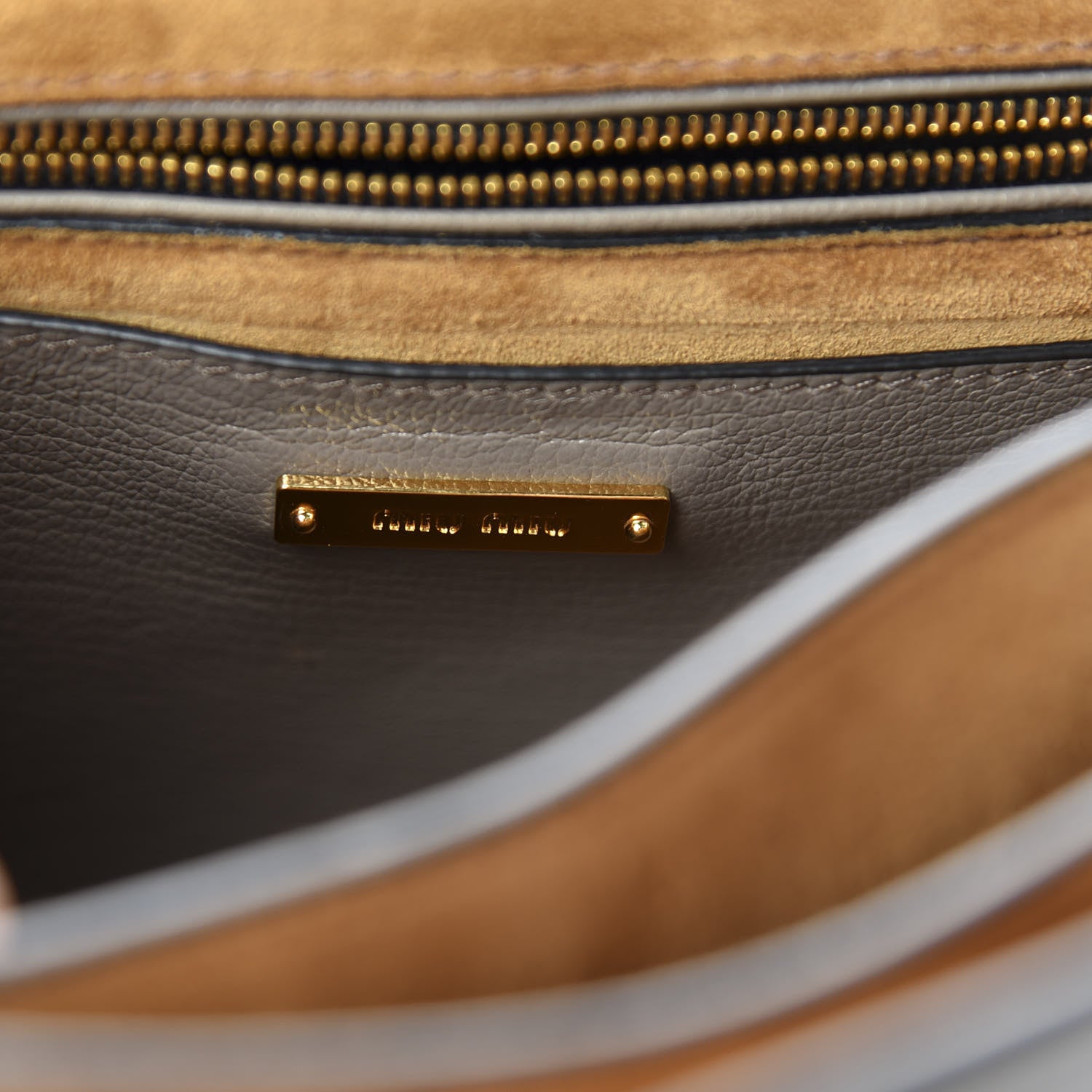 Miu Miu Goatskin Bandoliera Madras Bi-Color Shoulder Bag Grey and Brown 8 of 9