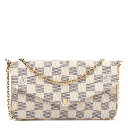 Louis Vuitton Damier Azur Pochette Felicie Chain Wallet Rose Ballerine 1 of 10