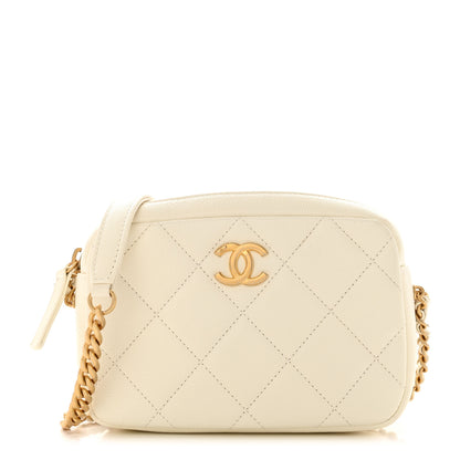 Chanel Shiny Caviar Quilted Chain Melody Camera Bag White 1 of 11