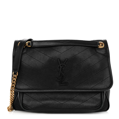 Saint Laurent Lambskin Matelasse Monogram Medium Niki Chain Satchel Black 1 of 8
