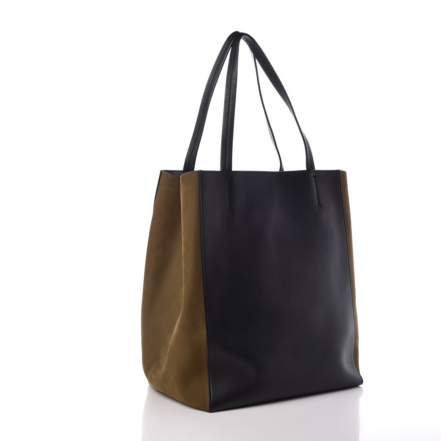 Celine Calfskin Suede Medium Phantom Luggage Cabas Khaki Black 3 of 7