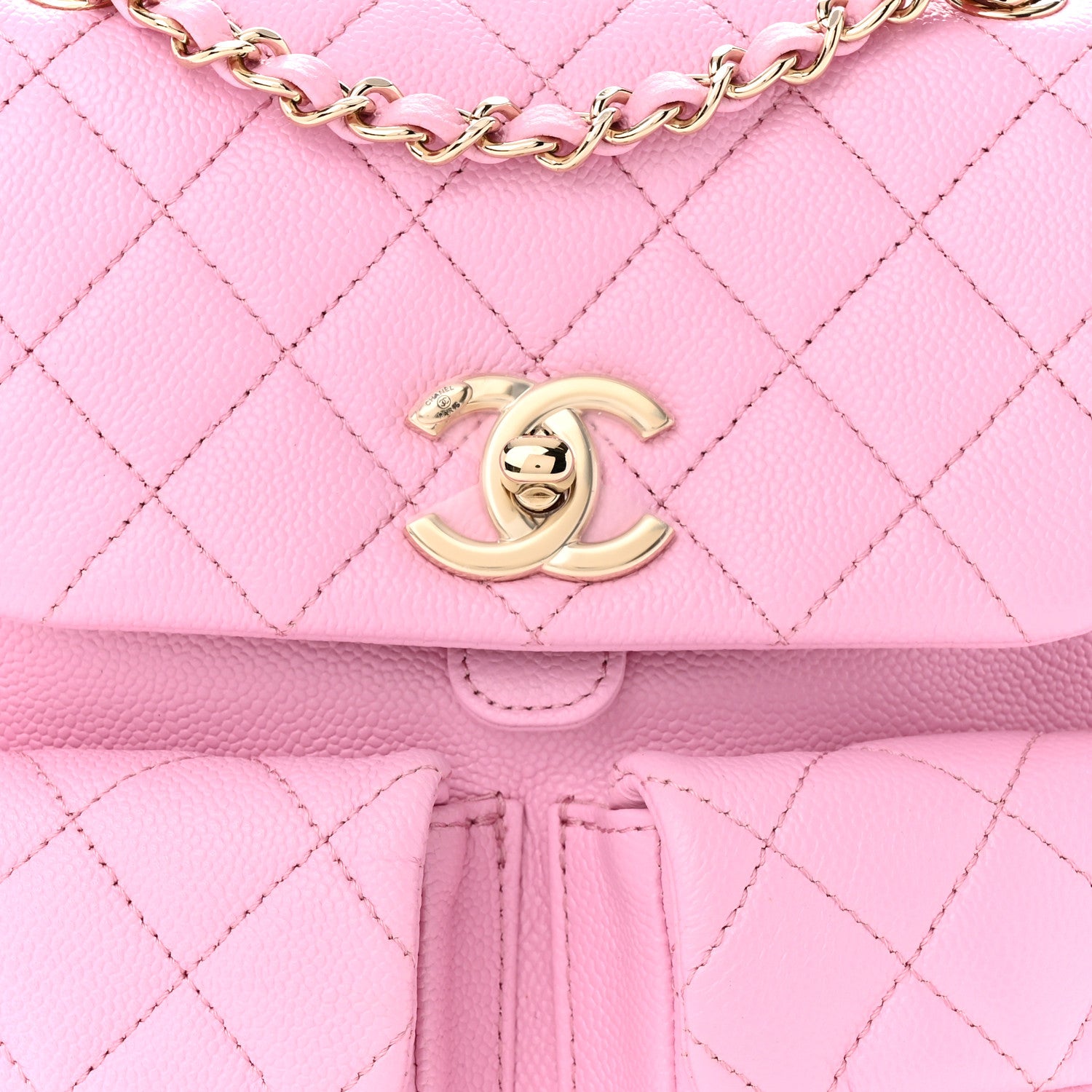 Chanel Shiny Caviar Quilted Medium Duma Pockets Drawstring Backpack Lilac 8 of 10