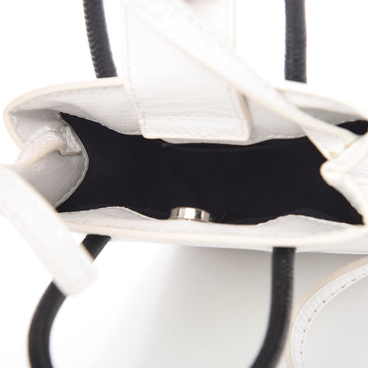 Balenciaga Squared Calfskin Logo Shopping Phone Holder Bag White Light Green 5 of 9