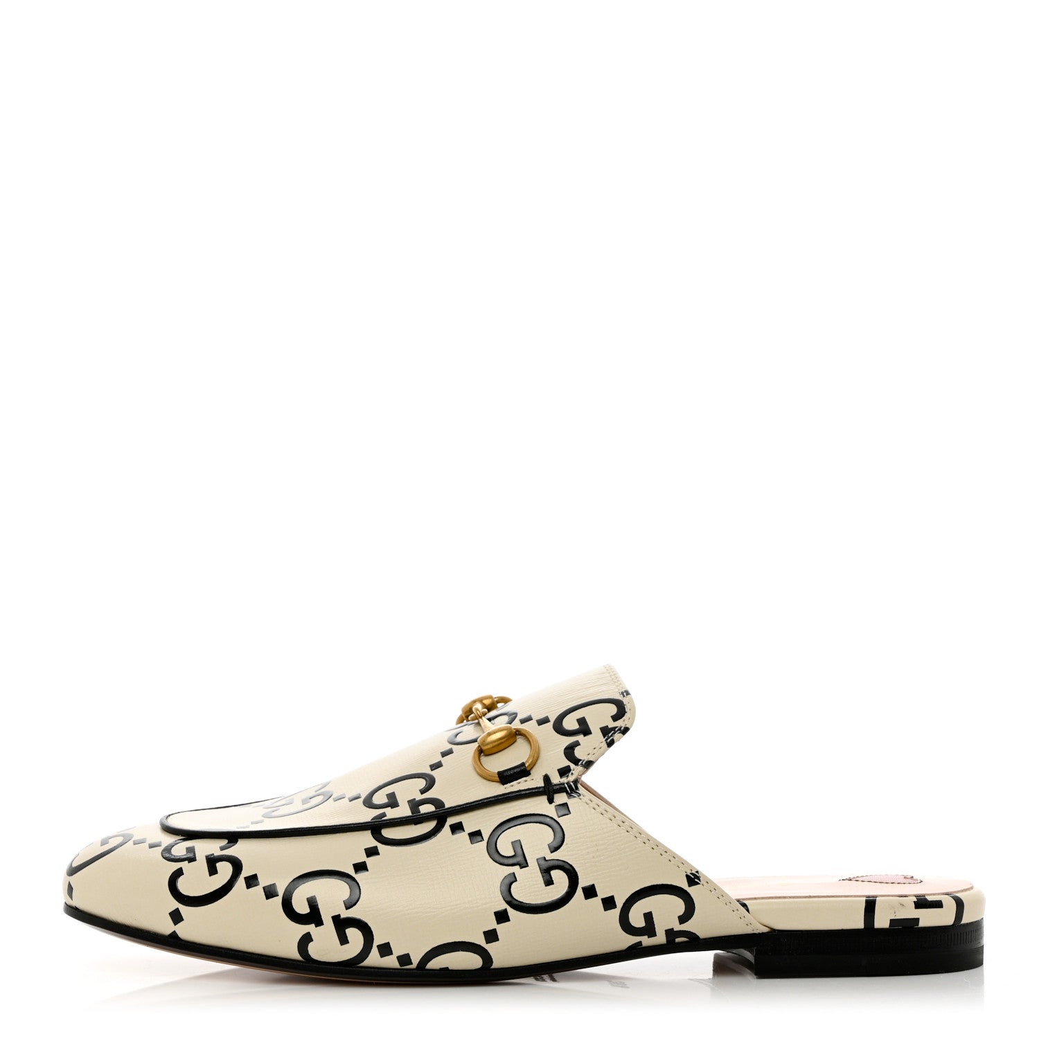 Gucci Azalea Calfskin GG Monogram Bi-Color Debossed Womens Princetown Slippers 38.5 Mystic White Black 1 of 12