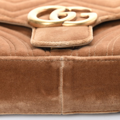 Gucci Velvet Matelasse Medium GG Marmont Shoulder Bag Taupe 11 of 11
