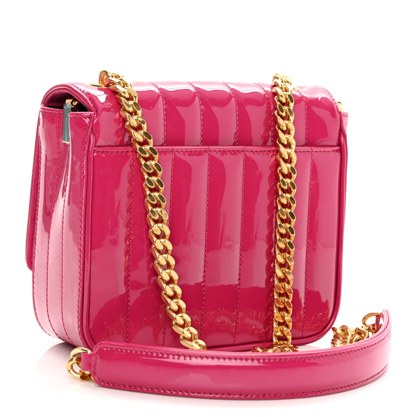 Patent Calfskin Matelasse Monogram Small Vicky Chain Bag Bubblegum