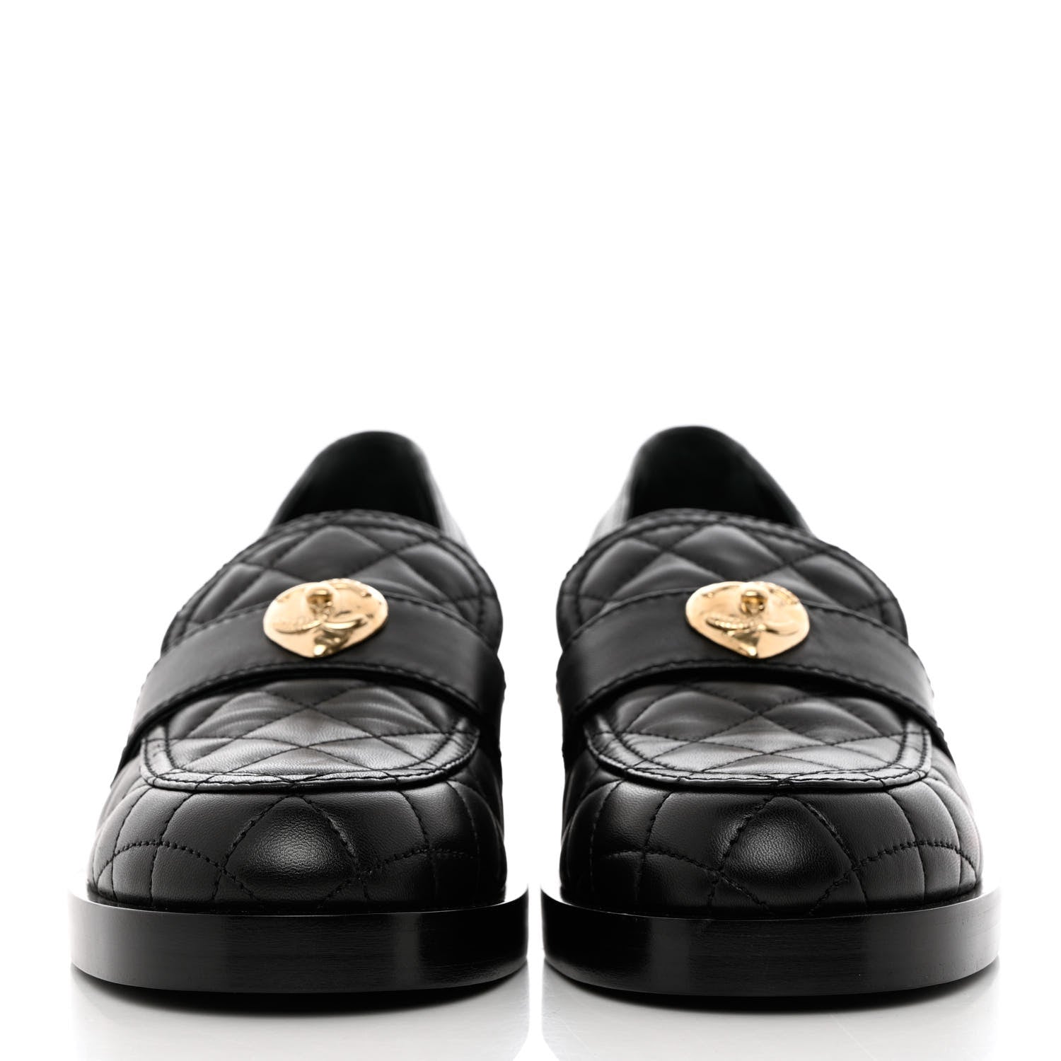 Chanel Lambskin Quilted CC Heart Loafers 40 Black 2 of 8