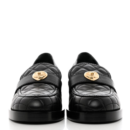 Chanel Lambskin Quilted CC Heart Loafers 40 Black 2 of 8
