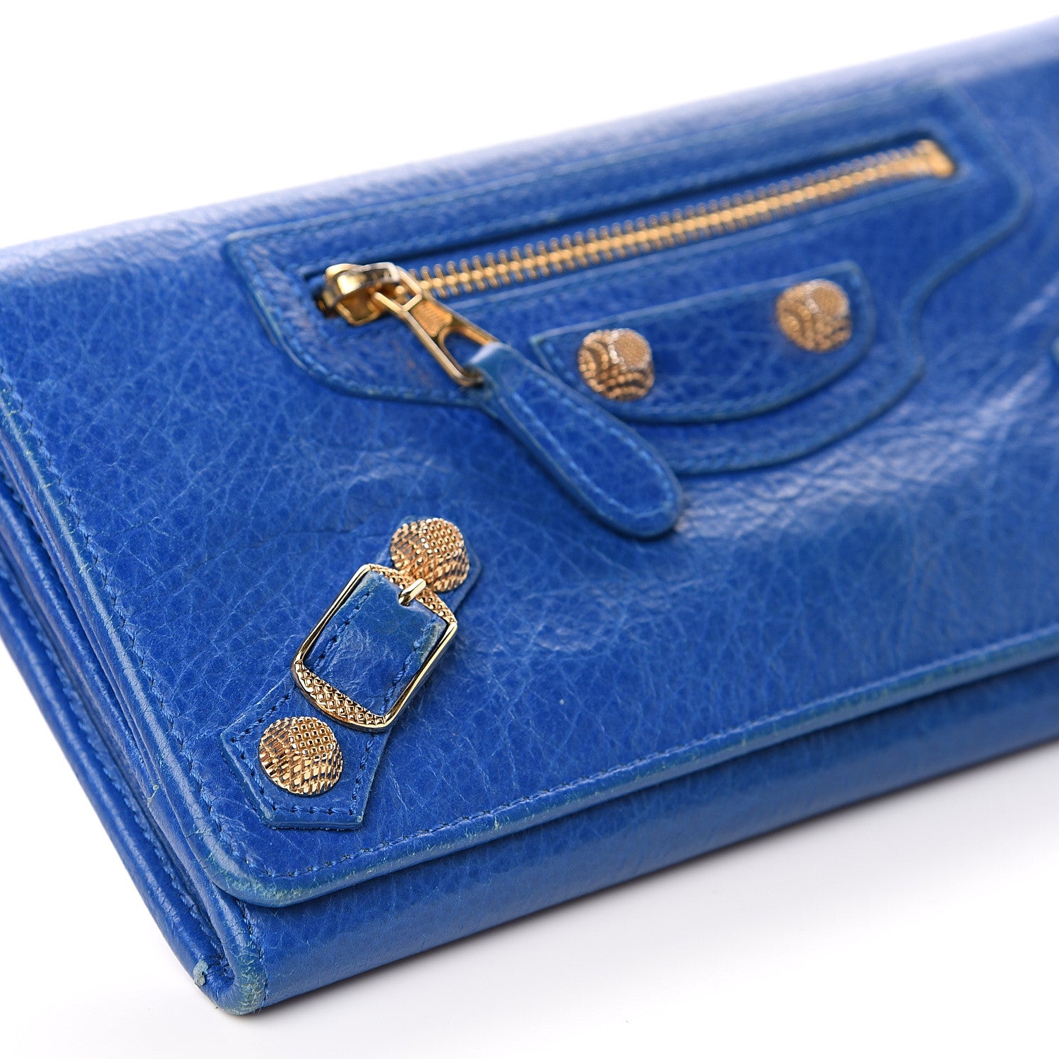 Balenciaga Agneau Giant 12 Gold Hardware Money Wallet Bleu Lazuli 6 of 10