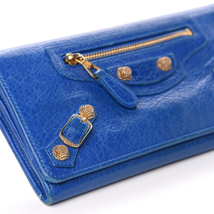 Balenciaga Agneau Giant 12 Gold Hardware Money Wallet Bleu Lazuli 6 of 10