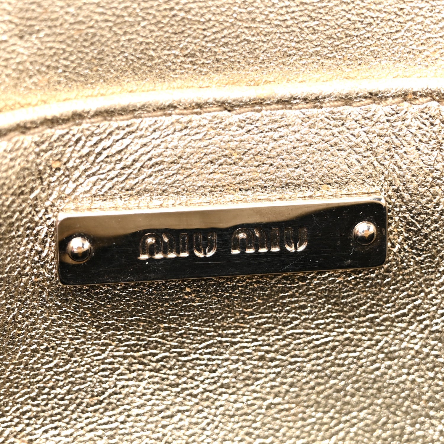 Miu Miu Metallic Nappa Matelasse Crystal Flap Clutch Gold 6 of 15