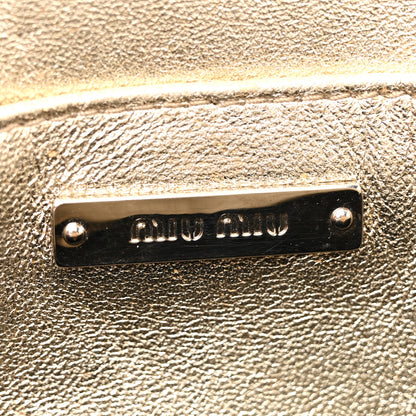 Miu Miu Metallic Nappa Matelasse Crystal Flap Clutch Gold 6 of 15