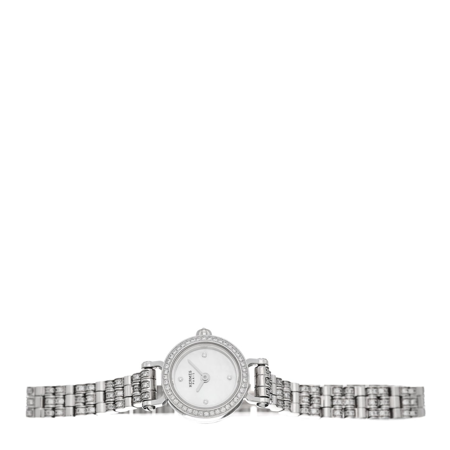 18K White Gold Diamond Pave Mother of Pearl 16mm Faubourg Quartz Watch