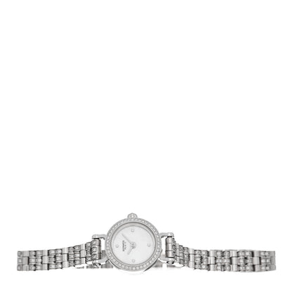 Hermes 18K White Gold Diamond Pave Mother of Pearl 16mm Faubourg Quartz Watch 2 of 5