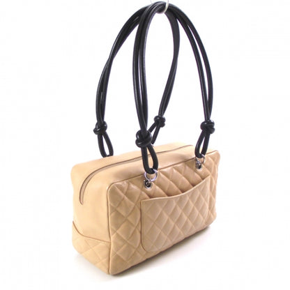 Chanel Calfskin Quilted Large Cambon Bowler Beige Black 3 of 11