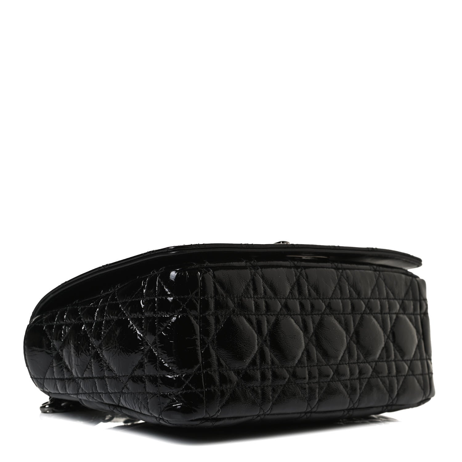 Christian Dior Crinkled Patent Lambskin Cannage Medium Caro Bag Black 5 of 16