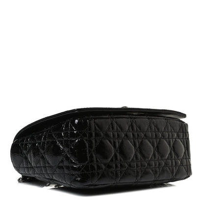 Christian Dior Crinkled Patent Lambskin Cannage Medium Caro Bag Black 5 of 16