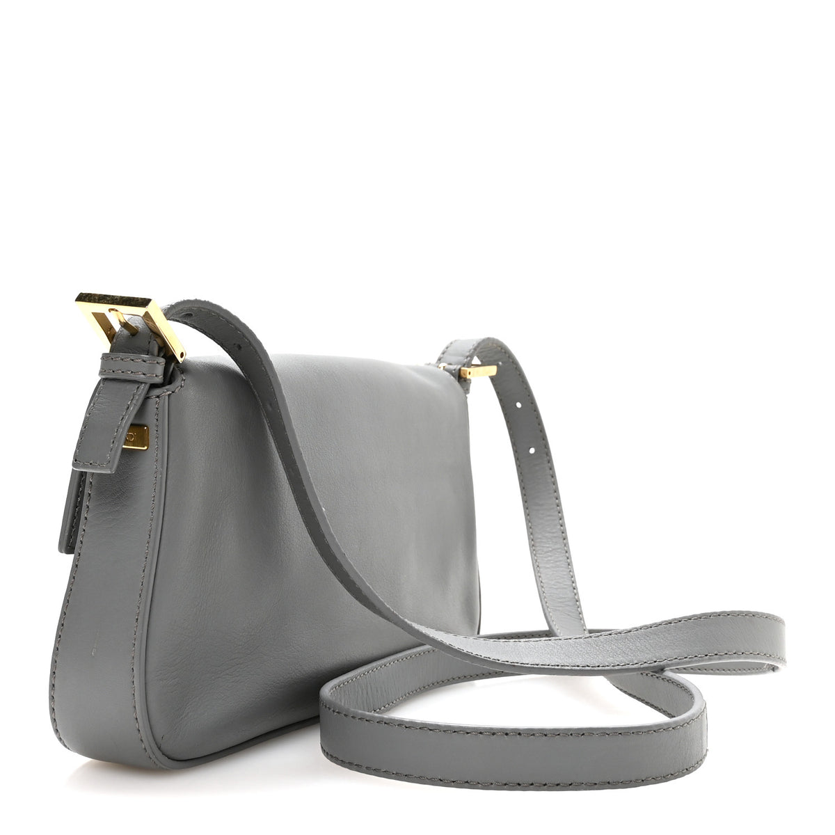 Fendi Vitello Flamingo Enamel Interchangeable Strap Baguette Grigio Chiaro Latte Tabacco 3 of 11
