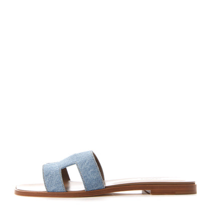 Hermes Denim Canvas Oran Sandals 39 Bleu Clair 1 of 9